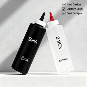 Bouteille souple rechargeable en PE de 8oz et 16oz pour beurre de cacahuète, pâte de pistache, huile BBQ, ketchup, sauce chili, sauce piquante, avec couvercle - Product Image 1