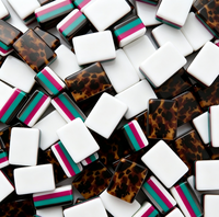 Maßgefertigtes Luxuriöses Handgemachtes Leopardenmuster-Farbiges 160-Teiliges 4-Schichtiges Acryl Rechteckiges Modernes Amerikanisches Mahjong-Set
