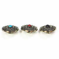 Boucle de ceinture en métal personnalisée 23 mm motif chrysanthème avec turquoise noire pour vêtements et sacs – Prix abordable