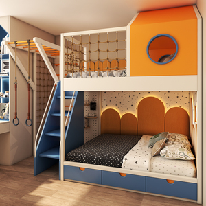 Cama Alta y Baja JINS, Cama Litera Tipo Casa de Árbol, Cama de Dos Niveles con Madera Real para Sala de Estar o Habitación <span class=keywords><strong>Infantil</strong></span> - Product Image 3