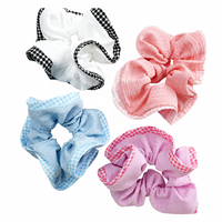 Daou 13cm Chouchous pour cheveux personnalisés, couleurs unies, très élastiques, avec plis à carreaux, accessoire de coiffure charmant pour femmes et filles, pour décorer les cheveux