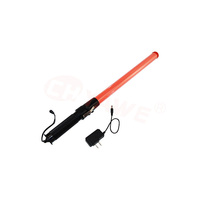 Bastón de Tráfico LED Recargable de 54 cm con Silbato y Luz de Advertencia Intermitente Roja y Azul para Seguridad en Aeropuertos, Estacionamientos y Carreteras