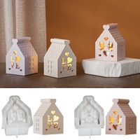 DM1133 formes d'amour et de colombes maison évidée moules à bougies en Silicone porte-bougie en béton faisant pour les décorations de chambre artisanat d'art