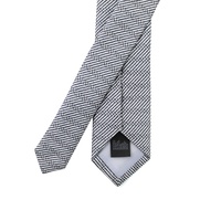 Cravate personnalisée en microfibre de polyester tissée, motif géométrique rayé, couleur anthracite et blanc, pour hommes