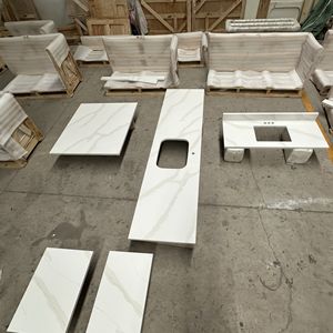 Losas de Cuarzo Blanco Calacatta con Vetas Doradas de Vietnam a Buen Precio, Ideales para Mesas de Centro, Encimeras de Cocina y Muebles de Baño - Product Image 4