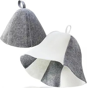 Gorros de Sauna de Fieltro de Lana Suave Ecológicos de Lujo en Gris y Blanco, Estilo Ruso Banya para Ducha con Logotipo Personalizado - Product Image 2