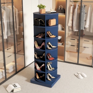 Portascarpe girevole a 6 livelli torre mensola in legno a 360 ° per la casa contiene 35 paia di scarpe - Product Image 2