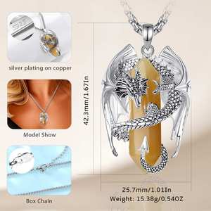 Merryshine argento placcato rame Design personalizzato drago 3D animale ametista ossidiana gioielli ciondolo produttore collane - Product Image 6