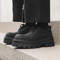 Scarpe Oxford da uomo con plateau spesso, suola robusta, allacciate, stile Derby britannico, alla moda, casual, antiscivolo, eleganti