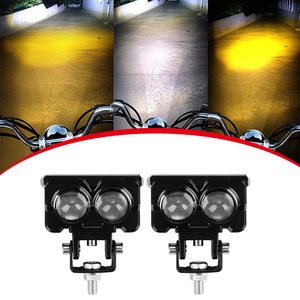 Dual Lens <b>LED</b> Motorcycle <b>Spot</b> Light White Yellow Dual Color Hi/Lo Beam Fog Lamp - Product Image 5
