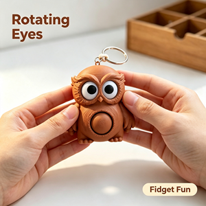 Llavero de Búho Impreso en 3D de PLA, Juguete Antiestrés con Ojos Giratorios, Lindo Colgante Divertido para Bolsos, Regalo para Niños - Product Image 1
