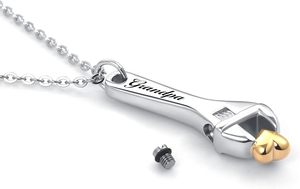 Collier urne funéraire en forme de clé pour cendres d'animaux de compagnie, pendentif commémoratif pour mécanicien, bijou souvenir en forme d'outil - Product Image 2