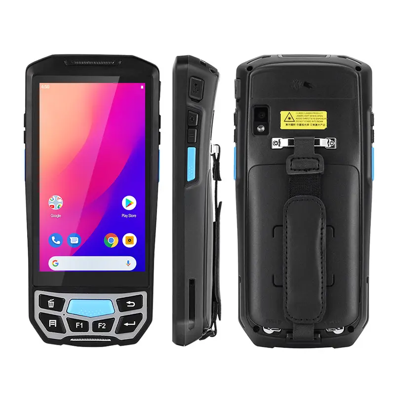 Uniwa s9000 Android 9.0 NFC RFID 2D Reader cầm tay vân tay PDA barcoder Scanner với găng tay màn hình cảm ứng