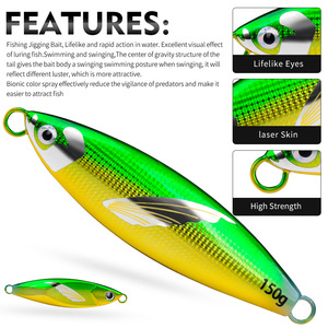 Jig métal leurres 30-150g évier lent qualité métal jigging pêche leurre Dubstep aile peau thon bar cuillère gabarit mer bateau leurre - Product Image 4