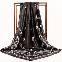 Hijab imprimé double face à motif Paisley, logo personnalisé, en satin de soie, bandanas de cowboy assortis, 35x35 pouces, foulard pour hommes et femmes