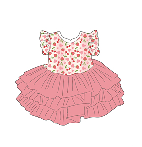 Vestidos <span class=keywords><strong>de</strong></span> Malla con Estampado Personalizado para Niñas Pequeñas, Vestidos <span class=keywords><strong>de</strong></span> Verano con Mangas con Volantes a la Moda para Bebés y Niñas - Product Image 4