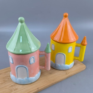 Taza de Cerámica con Tapa <span class=keywords><strong>3D</strong></span> con Diseño de Cuerda, Taza de Café Mágica Estilo Mediterráneo Macaron para Regalos - Product Image 4