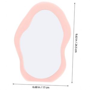 Cute Wave-Shaped Desk <b>Vanity</b> <b>Makeup</b> <b>Mirror</b>,Portable Aesthetic Folding <b>Mirror</b> Travel Make up <b>Mirror</b> for Standing/Hanging - Product Image 2