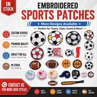 Patchs brodés thermocollants ou à coudre pour le sport : football, basketball, baseball, gants, bâtons, drapeaux