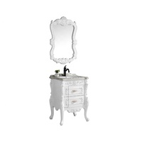 Coiffeuse de salle de bain moderne et antique en PVC à double porte sur pied Coiffeuse de salle de bain avec lavabo Miroir de salle de bain pour hôtel