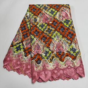 Tissu Authentique <span class=keywords><strong>Africain</strong></span> Imprimé Wax – Coton Teint à la Main avec Incrustations de Dentelle et Broderies pour Dashikis et Vêtements Culturels - Product Image 6