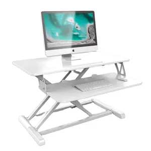 Convertisseur de bureau réglable en hauteur, colonne montante à ressort à gaz avec plateau de clavier amovible, pour station de travail, support pour ordinateur portable, bureau