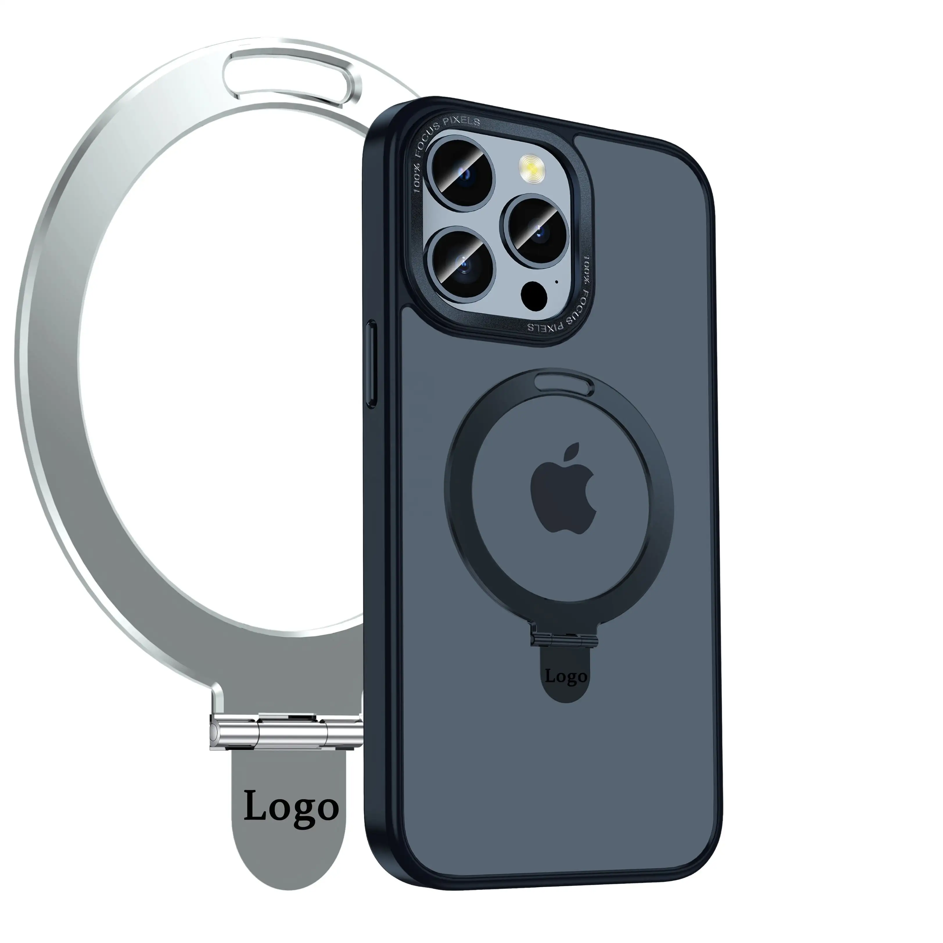 NewTranslucent Ốp Điện Thoại Từ Tính Mờ Với Giá Đỡ Vòng Ốp Cứng Thân Thiện Với Da Chống Sốc Với Chân Đế Cho iPhone 14 Pro Max