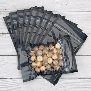 <span class=keywords><strong>Food</strong></span> <span class=keywords><strong>Saver</strong></span> Transparente schwarze vakuum versiegelte Taschen mit heiß versiegeltem Reiß verschluss griff PE & Nylon/PET-Kunststoff für Lebensmittel - Product Image 1