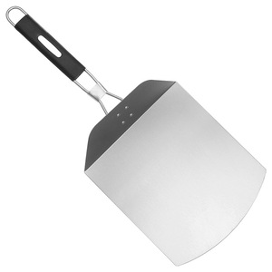 9.5-Inch Stainless Steel Pizza Spatula With Foldable Rubber Handle For Bread And Cake Transfer - Product Image 1