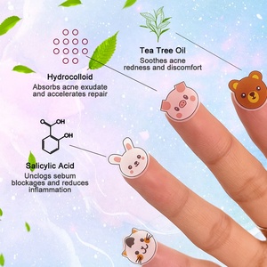 Patch anti-acné hydrocolloïde en une seule pièce, étiquette privée en vrac OEM/ODM, dessin animé, aloe vera, absorption physique, réparation, source d'usine - Product Image 2