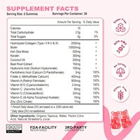 Gummies beauté multi-collagène + biotine avec collagène hydrolysé types I, II, III, V et X, kératine et vitamines pour adultes