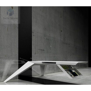 <span class=keywords><strong>CANDU</strong></span> Neueste Kollektion Moderner Massivoberflächen-Marmor-Schreibtisch Hochglanz-Finish Pop-up-Steckdose Drahtlose Funktion 10 Jahre Garantie - Product Image 4