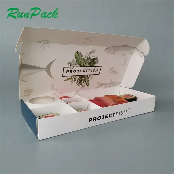 Neuestes Design Beliebte Papier boxen Sushi-Box zum Mitnehmen mit Teiler Benutzer definierte Sushi-Verpackung