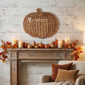 Decoración de Pared de Calabaza de Ratán Hecha a Mano para Halloween, Otoño, Decoración de Interiores para Sala de Estar Estilo Granja - Product Image 3