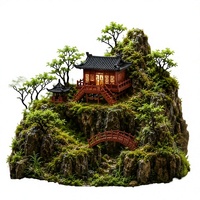 Karesansui – Miniature de paysage en plastique pour bureau, style chinois, modèle 3D, table de sable décorative, aquarium décoratif pour bureau et étude