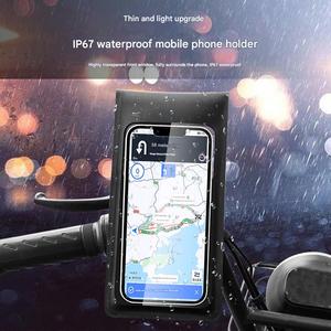 Klip ponsel stang sepeda, tas pemegang ponsel cermin spion sepeda motor, layar sentuh Universal tahan air 360 ° - Product Image 6