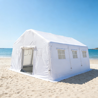Tente pneumatique de plage et pique-nique double couche blanche 6,02m x 5,05m x 3,1m, portable, facile à gonfler, grande, imperméable, pour toutes les saisons