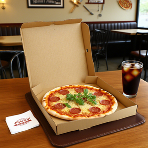 Tùy chỉnh sóng Kraft Giấy hộp bánh pizza với logo in bền có thể tái chế các tông Takeaway bao bì thực phẩm Hộp bao bì - Product Image 3