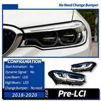 Pour Série 5 G30 2018-2020, ensemble de phares avec feux de jour à LED 6000K 6000 Lumens