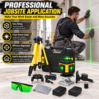 DERUIDA Niveau laser pour marquage au sol et mural, travaux de construction professionnels, kit de niveau laser à faisceau vert auto-nivelant 360°
