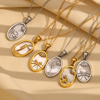 Dreamshow-Ensemble de colliers avec signe d'étoile-Ensemble de bijoux en zircon et coquillage ovale Collier plaqué or 18k Bijoux en acier inoxydable