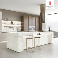 Dalles de remplacement en marbre blanc Fendy 1600x3200mm, lisses, grand format, en pierre artificielle pour comptoir de cuisine extérieur