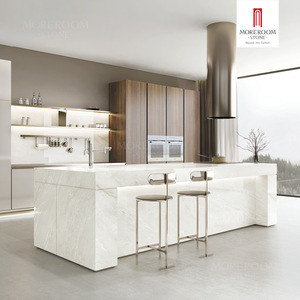 Dalles de remplacement en marbre blanc Fendy 1600x3200mm, lisses, grand format, en pierre artificielle pour comptoir de cuisine extérieur - Product Image 4