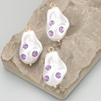 MD90 Lot de 2 pièces, accessoires de bijoux en cuivre plaqué or 18 carats, perles et zircons faits à la main pour la création de colliers et pendentifs, apprêts de breloques