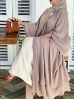 Pringbud Kebaya Abaya couleur unie féminine en mousseline de soie grande taille femmes Robe mode vêtements islamiques Robe musulmane ensemble avec Hijab