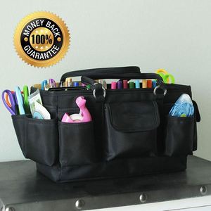 Sac de rangement et de transport en papier kraft noir de luxe BSCI pour artistes, organisateur pour l'artisanat, la couture, l'art papier et le bureau - Product Image 2