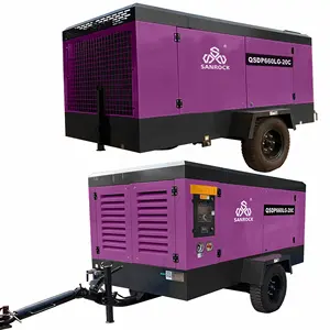 Diesel Air Screw Compressor Machine High Pressure Mining Mobile Screw Air Compressor