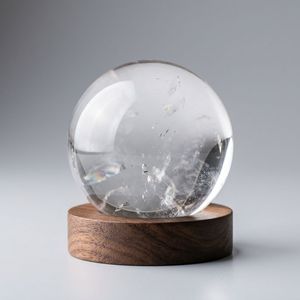 Sphère de quartz clair de qualité supérieure - Boule de cristal magique polie à la main avec des inclusions arc-en-ciel internes pour une guérison énergétique intense - Product Image 1