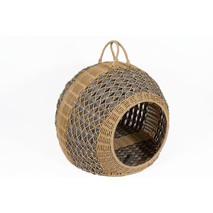 Portable home pet <b>bed</b>, hand-woven cat <b>bed</b> with color-weaving technique, suitable for all seasons, round cat <b>bed</b> for small dogs. - Product Image 3