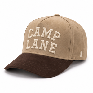Casquette en daim bicolore de haute qualité avec logo personnalisé, broderie 3D en relief, visière incurvée, marron foncé, pour le camping, vente en gros - Product Image 1